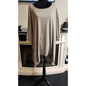 Hi Beam Shirt Womens XL Gray Short Sleeve Oversized Asymmetrical Hem